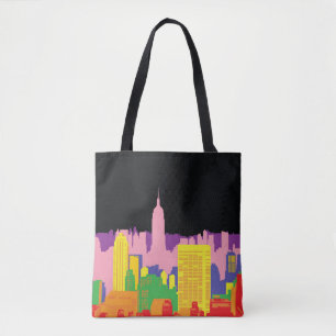 Urban Skyline: Night Rainbow Decor. Tote Bag