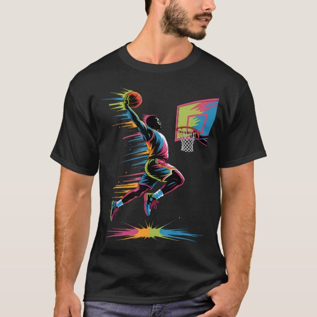 Urban Slam Dunk Art  Abstract Drip Basketball Grap T-Shirt (Front)