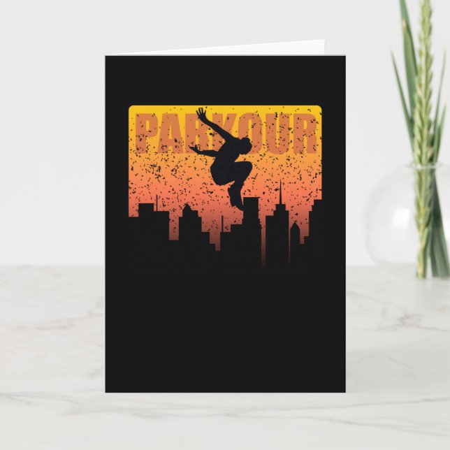 Urban sports Parkour Street Jumper Skyline Flyer Card (Front)