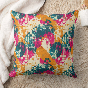 Urban Street Art Abstract Colour Block Pattern Cushion