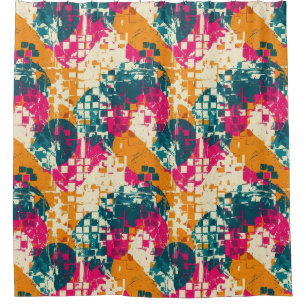 Urban Street Art Abstract Colour Block Pattern Shower Curtain