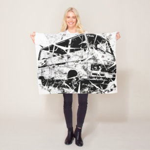 Urban Street Art Abstract Shattered Vintage Van Fleece Blanket