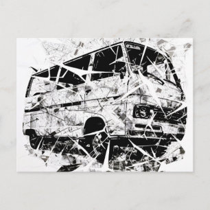 Urban Street Art Abstract Shattered Vintage Van Holiday Postcard