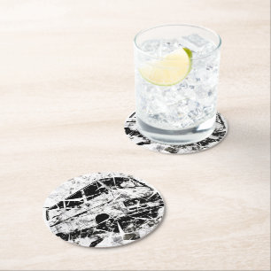 Urban Street Art Abstract Shattered Vintage Van Round Paper Coaster