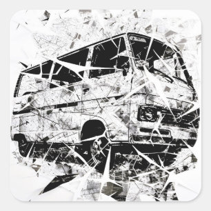 Urban Street Art Abstract Shattered Vintage Van Square Sticker