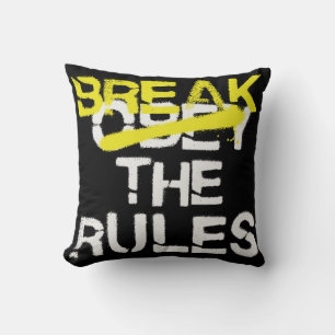 Urban street art break the rules stencil graffiti  cushion