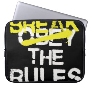 Urban street art break the rules stencil graffiti laptop sleeve