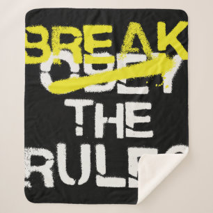 Urban street art break the rules stencil graffiti sherpa blanket
