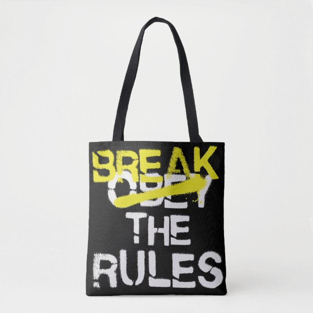 Urban street art break the rules stencil graffiti  tote bag (Front)