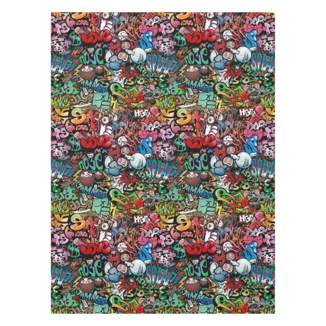 Urban street art Graffiti characters pattern Tablecloth (Front)