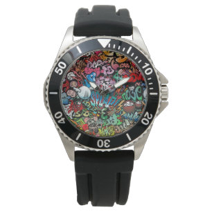 Urban street art Graffiti characters pattern Watch