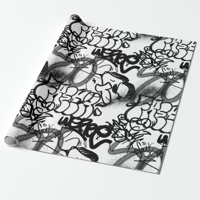 Urban Street Art Graffiti Pattern Wrapping Paper (Unrolled)