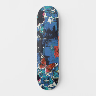 Urban Street Art Inspired Girly Floral Butterfly Skateboard