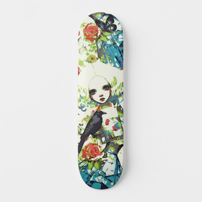 Urban Street Art Inspired Gothic Girly Girl Skateboard (Front)