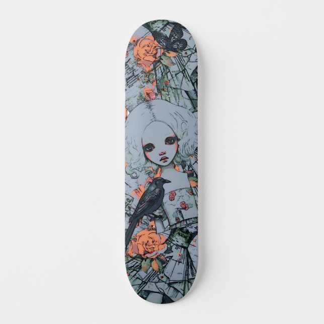 Urban Street Art Inspired Gothic Girly Girl Skateboard (Front)