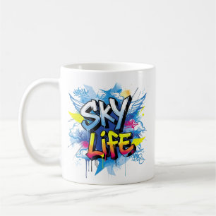 Urban Street Art Skydiving Graffiti SKY LIFE Coffee Mug