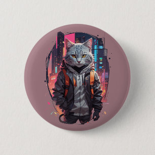 Urban Street Cat Design 6 Cm Round Badge