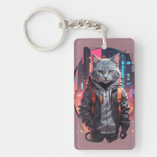 Urban Street Cat Design Key Ring