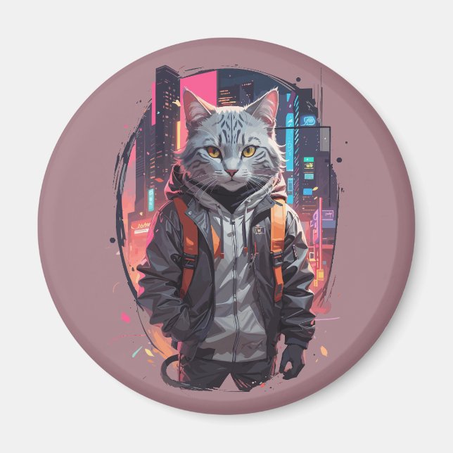 Urban Street Cat Design Magnet (Front)