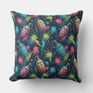 Urban Street Graffiti Neon Spray Paint Art Design Cushion