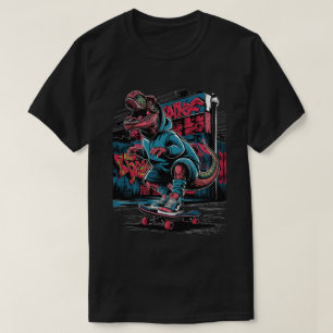 Urban Street Graffiti Skateboard Dinosaur T-Shirt