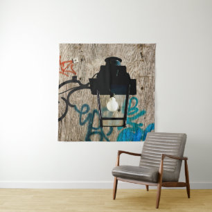 Urban Street Lamp and Graffiti Tapestry
