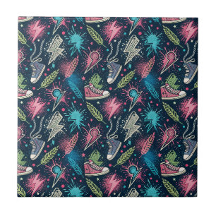 Urban Street Punk Rock Sneaker Graffiti Art Design Tile