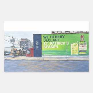 Urban Street Scene with St. Patrick’s Season Mural Rectangular Sticker