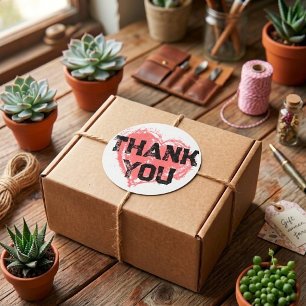 Urban Street Style Graffiti Heart Thank You Classic Round Sticker