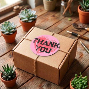 Urban Street Style Graffiti Heart Thank You Classic Round Sticker
