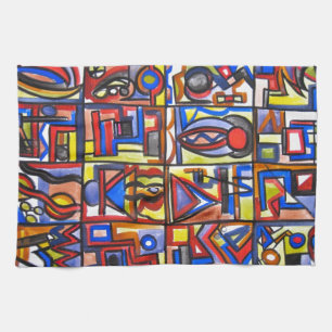 Urban Street Two-Abstract Art Geometric Tea Towel
