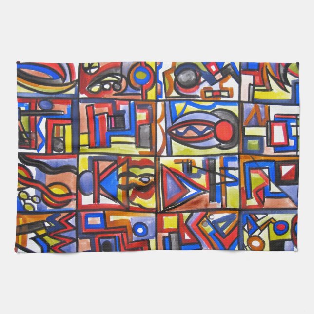 Urban Street Two-Abstract Art Geometric Tea Towel (Horizontal)