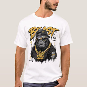 Urban Streetwear Beast King Gorilla Graphic T-Shirt