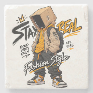 Urban Streetwear Fashion Character – Cool Graffiti Stone Coaster