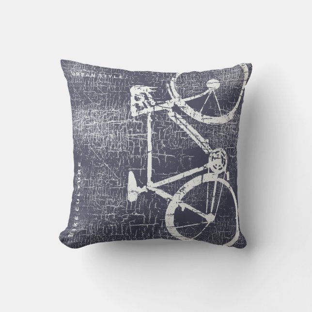 urban-style Bike / Bicycle on distressed blue Outdoor Cushion (Front)