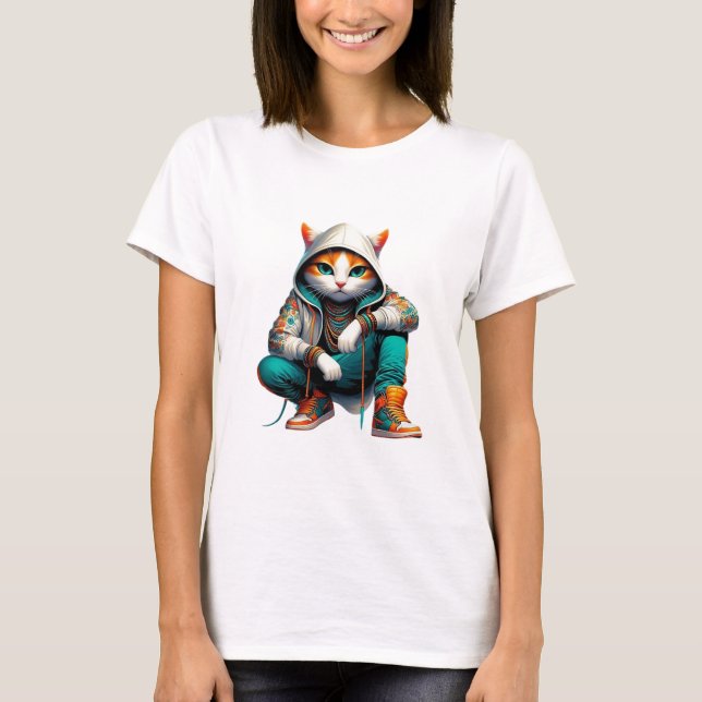 Urban style character kitten T-Shirt (Front)