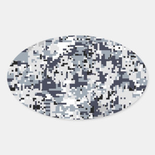 Urban Style Digital Camouflage Oval Sticker