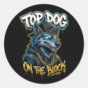 Urban Style Graffiti Wolf Top Dog Street Art  Classic Round Sticker
