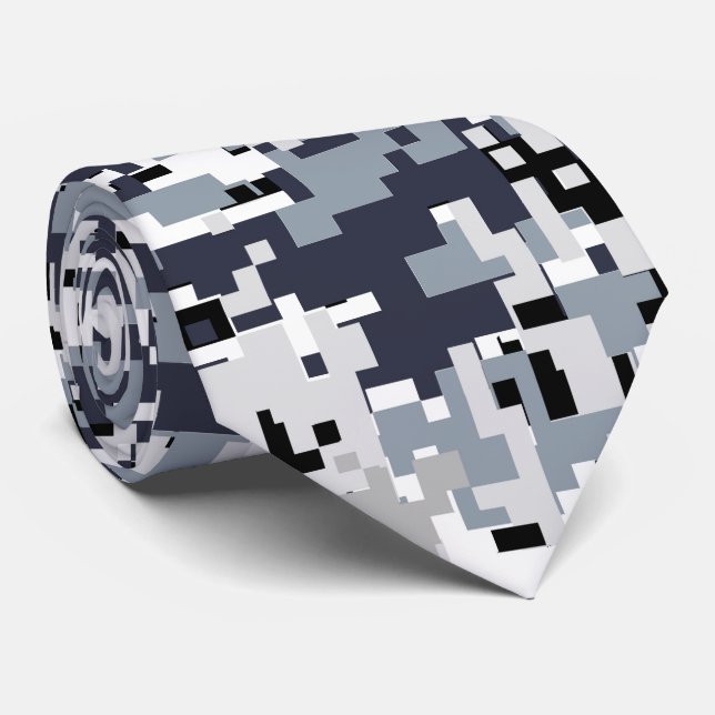 Urban Style Grey Digital Camouflage Tie (Rolled)