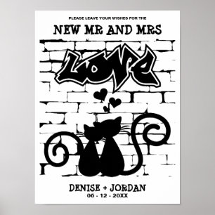 Urban style Kittens in love on Graffiti Wedding Poster