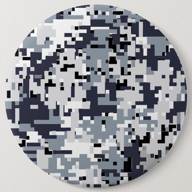 Urban Style Silver Digital Camouflage 6 Cm Round Badge (Front)