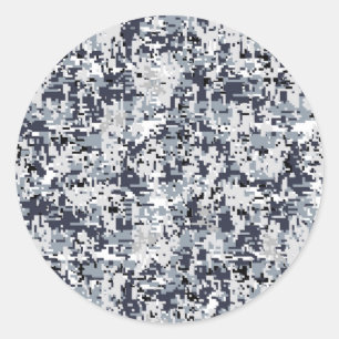 Urban Style Silver Digital Camouflage Classic Round Sticker