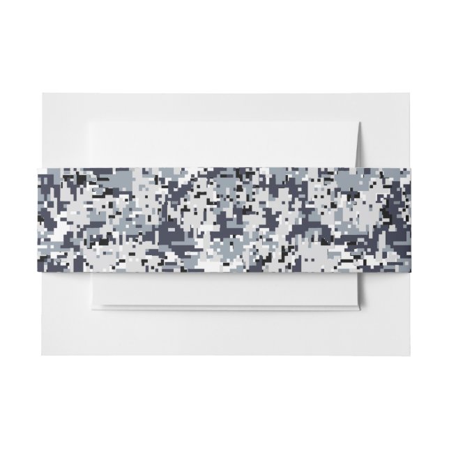 Urban Style Silver Digital Camouflage Invitation Belly Band (Front Example)