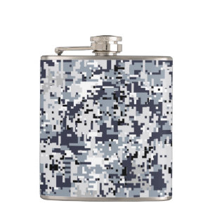 Urban Style Silver Grey Digital Camouflage Hip Flask