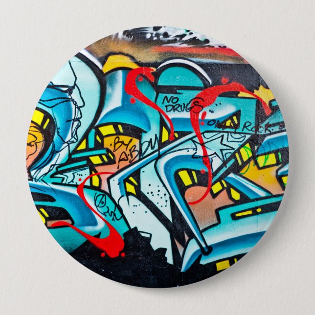 Urban subway graffiti art 10 cm round badge (Front)