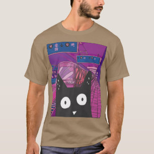 Urban Subway Kawaii Cat Japanese City Aesthetic Al T-Shirt