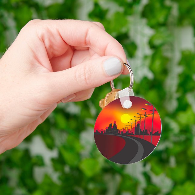 Urban Sunset Highway Skyline Key Ring (Creator Uploaded)