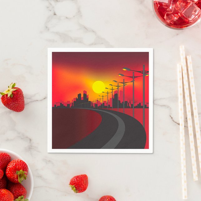 Urban Sunset Highway Skyline Napkin (Creator Uploaded)
