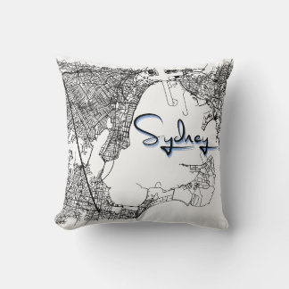 Urban Sydney Street Map – Black & White Accent Cus Cushion