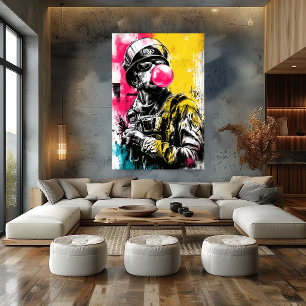 Urban Tactical Figure With Bubblegum Contemporary Poster
